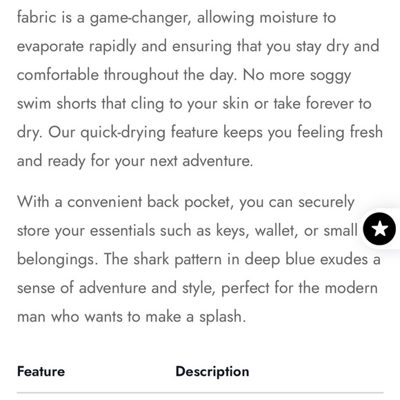 Men’s Atlantis Swim Shorts Trunks. Navy with sharks. Pockets. Drawstring - Picture 11 of 12